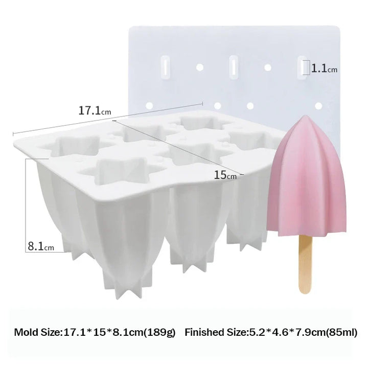 6-Hole Silicone Popsicle Molds for Homemade Ice Cream, Easy Release Ice Pop Maker with Cover and Sticks