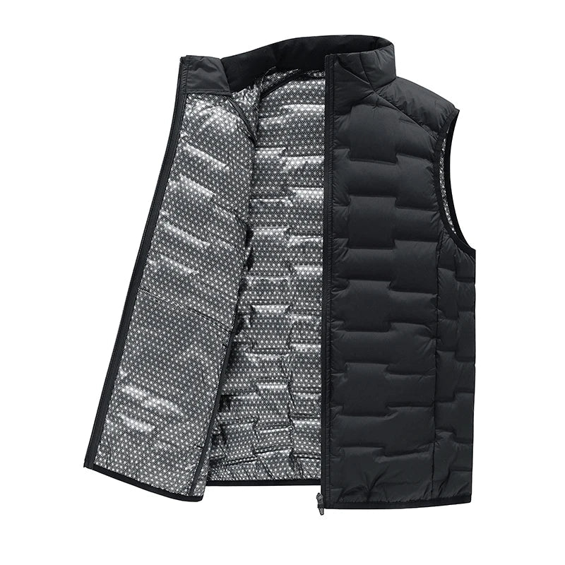 Warm Cozy Men’s Down Vest - Stand Collar, Duck Down, Winter