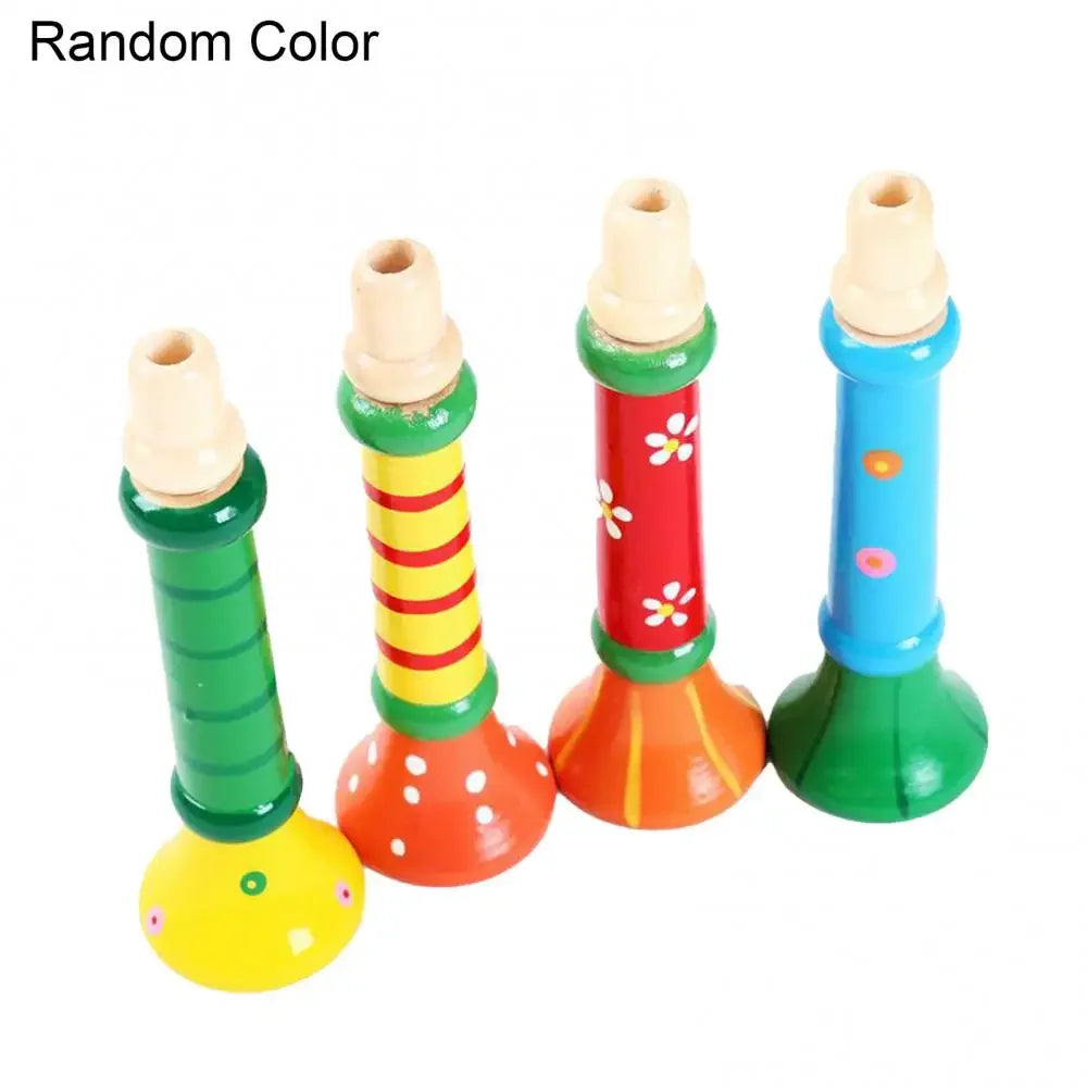 Wooden Trumpet Toy Horn Whistle - Musical Instrument for Kids, Early Educational Montessori Sound Training