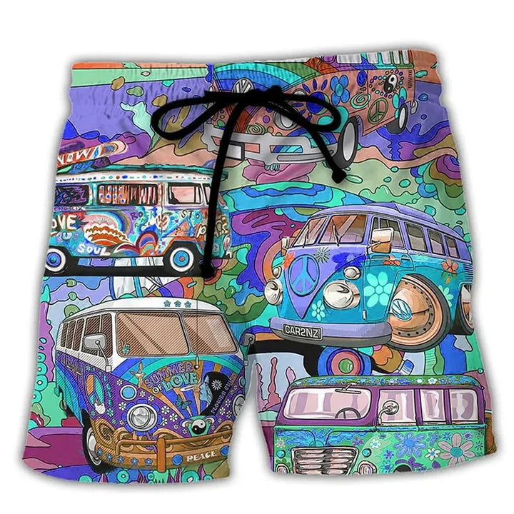 Trendy Swim Shorts for Men with Graffiti Print, Lightweight Quick-Drying Fabric, Adjustable Fit, Perfect for Summer Activities