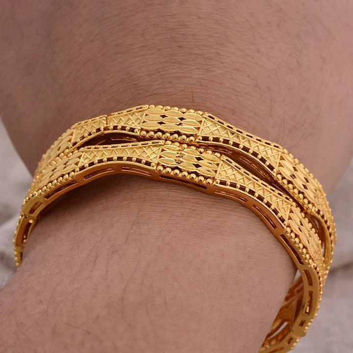 Gold Plated Bangles Luxury Arabic Wedding Bracelet