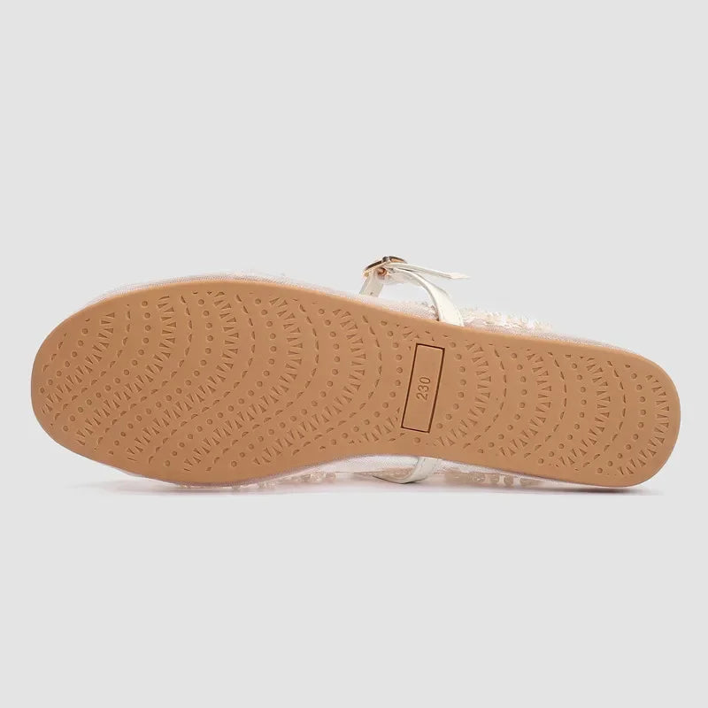 Lightweight Women’s Ballet Flats - Mary Jane Mesh, Beaded