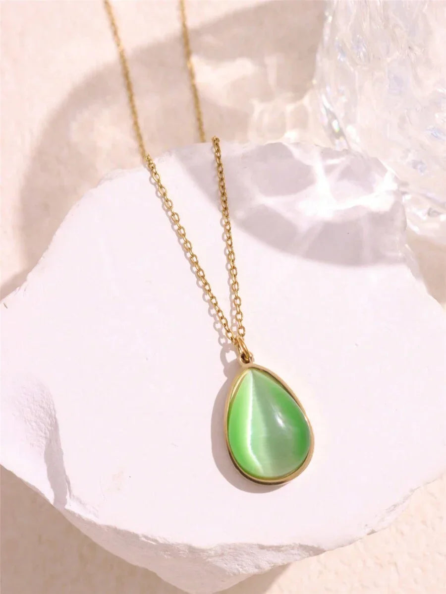 Layered Gold Tone Necklace Set With Resin Stone Pendants Boho Statement Jewelry Gift Idea Fall 2026