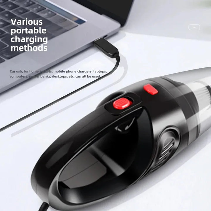 High-Power Portable Wired Handheld Vacuum Cleaner - USB Charging, Dual-Purpose Dry/Wet Use