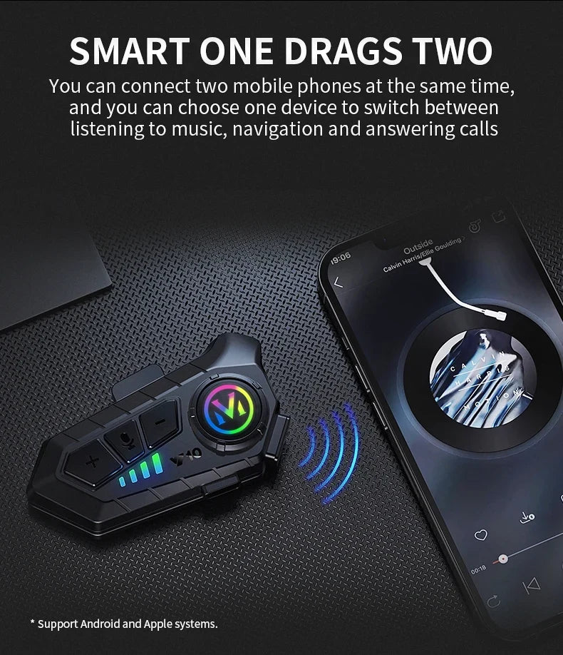 Bluetooth 5.3 Motorcycle Helmet Headset Y10 – Waterproof Hands-Free Call Music Speaker Universal Fit 2026