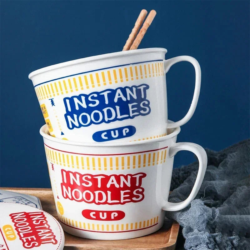 Instant Noodle Bowl Ceramic With Handle And Lid Large