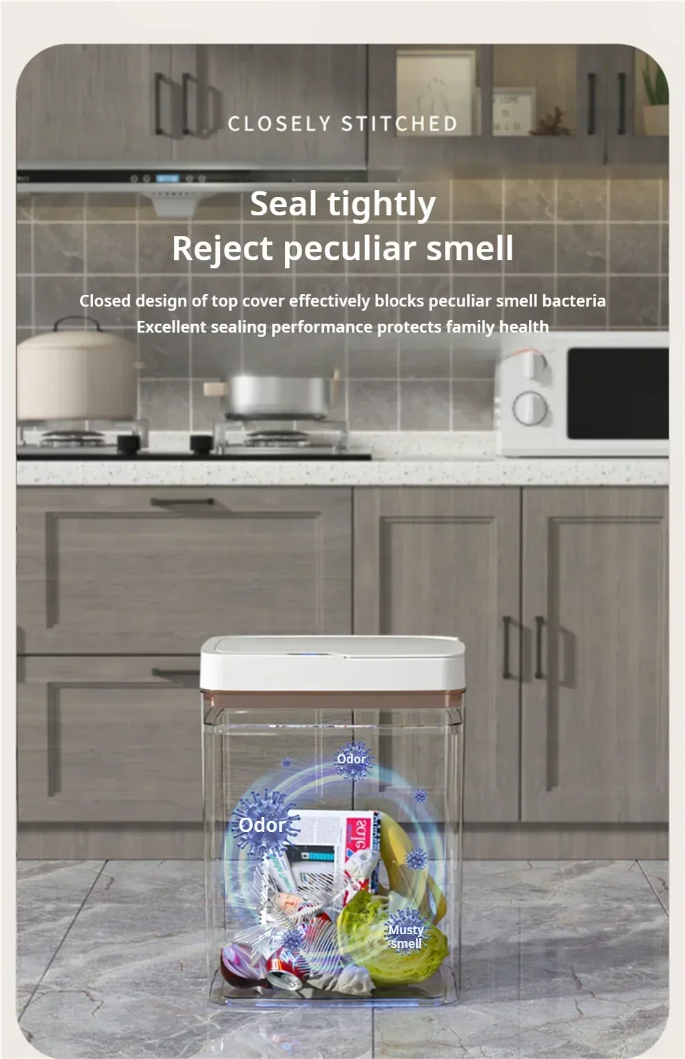 Touchless Smart Sensor Trash Can 15L Waterproof Automatic