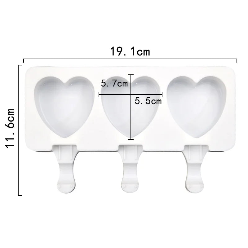 Heart-Shaped Silicone Ice Cream Mold, 3 Cavity Design for Chocolate, Pudding, and More, Food-Grade, Easy Release