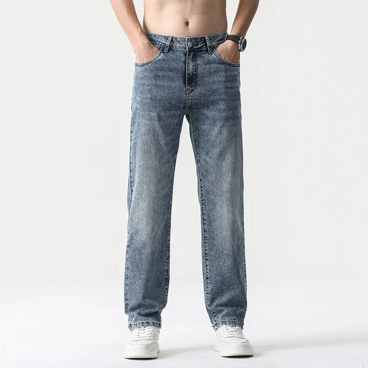 Oversized Men’s Wide Leg Jeans - Straight Lyocell, Casual