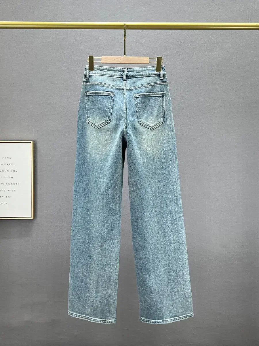 Loose Fit Casual Pants for Women in Blue, Breathable Cotton Polyester, Everyday Comfort Trousers