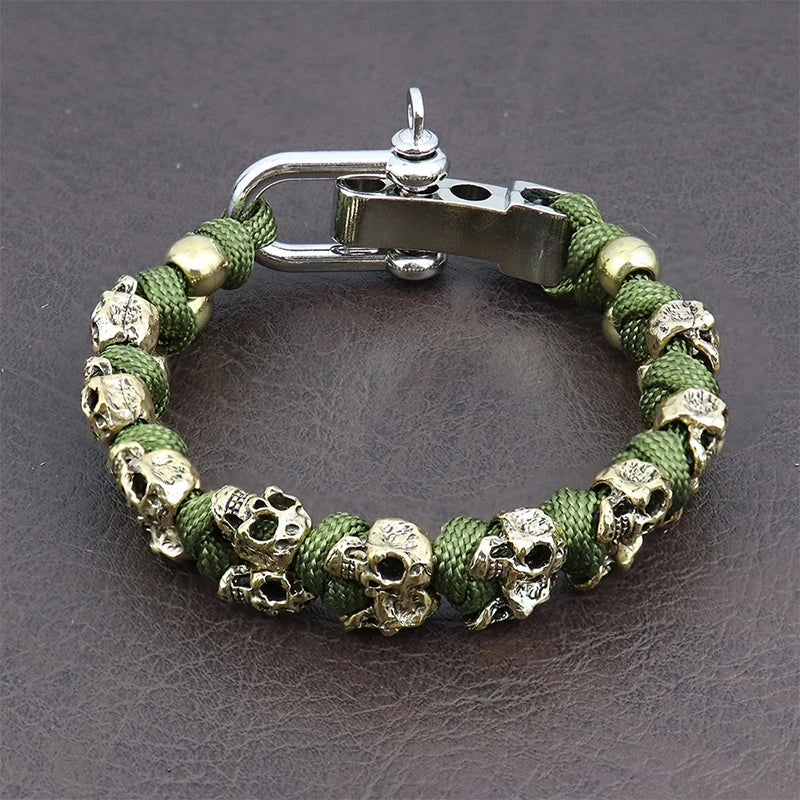 Skull Paracord Bracelet Gothic Wristband Halloween 2026 Gift Idea Adjustable Braided Jewelry