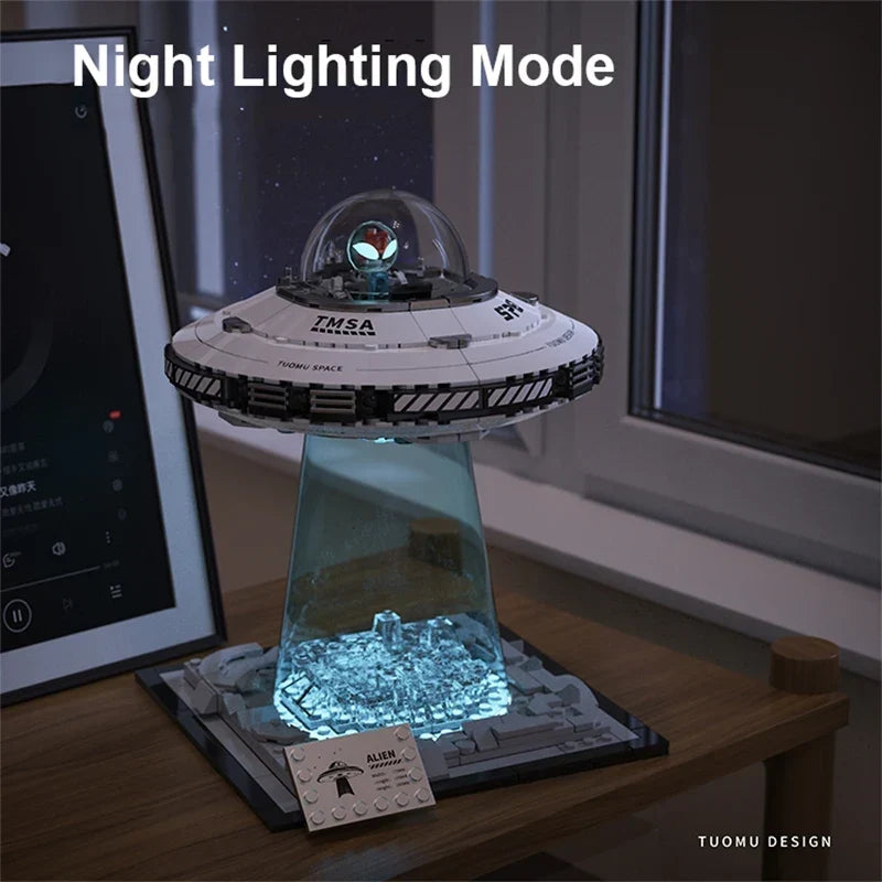 LED Light Up UFO Building Blocks Set 700 Piece Interlocking STEM Toy Summer 2026 Gift Idea