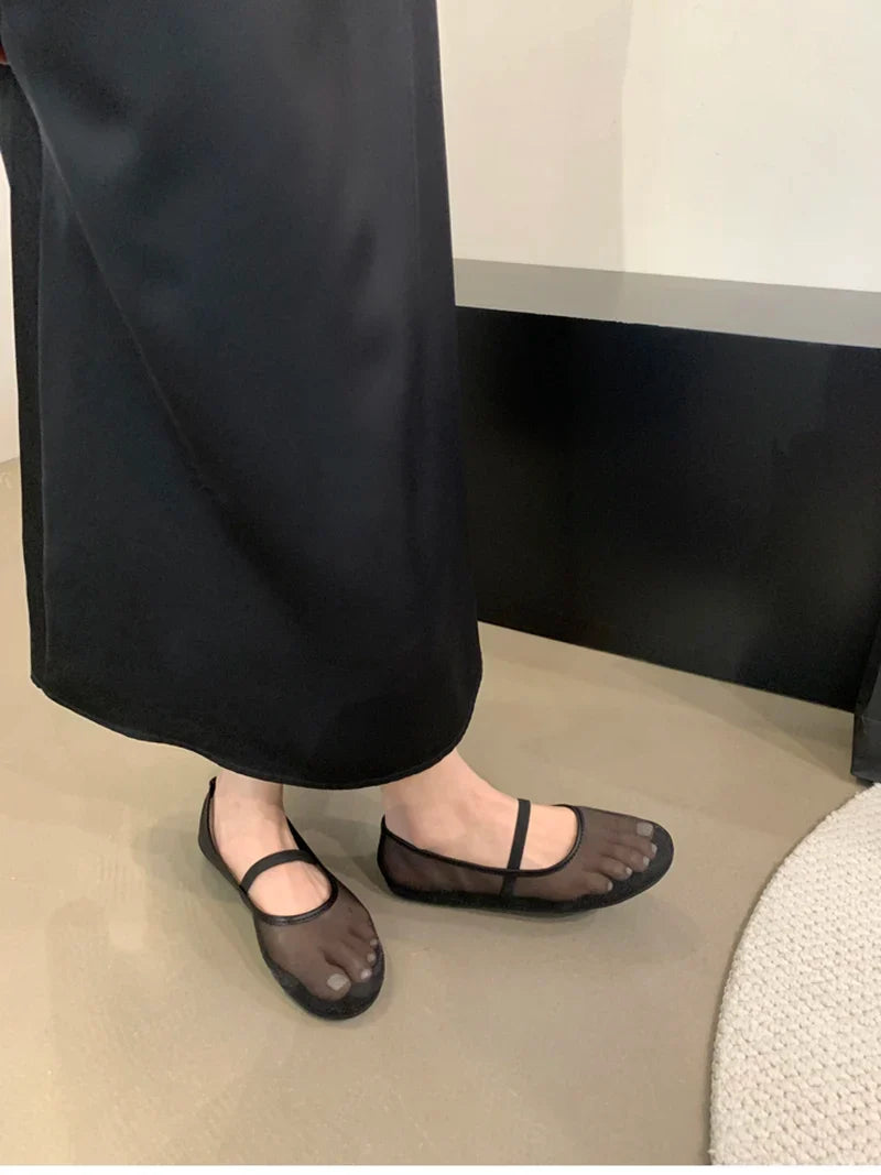 Lightweight Women’s Mary Jane Flats - Shallow Mesh, Casual