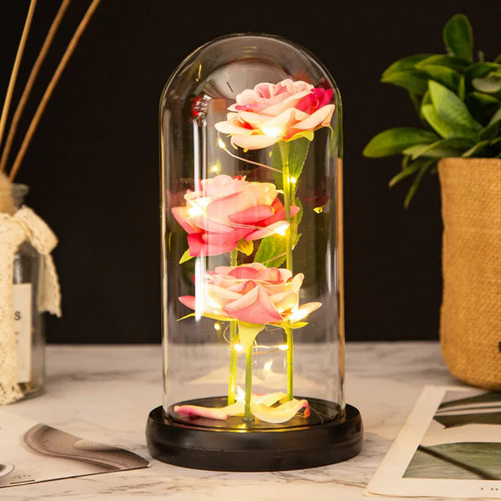 LED Rose Glass Cover Ornament - Romantic Valentine&