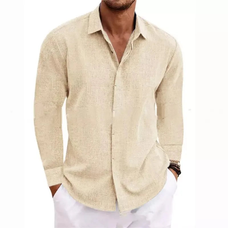 Men’s Long Sleeve T-Shirt – Loose Solid Color Casual Top for Plus Size Fashion