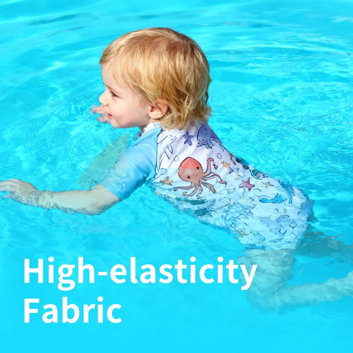 Lightweight durable unisex baby one-piece swimsuit - zip-front, polyester, for summer beach