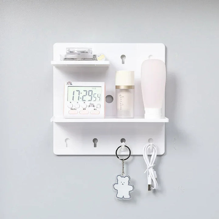 Punch-Free Wall Shelf Organizer with Home Organizers, No Drilling, Kitchen &amp; Bedroom Pegboard Holder