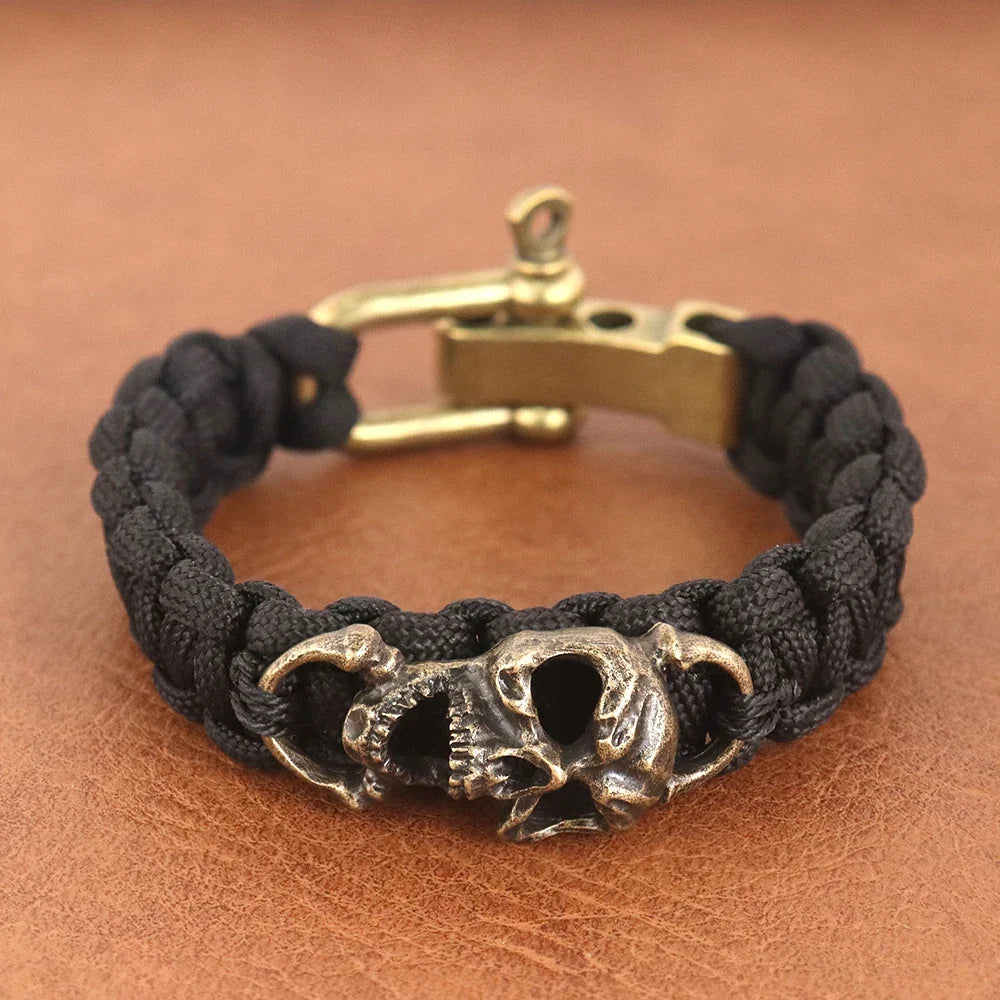 Skull Paracord Bracelet Gothic Wristband Halloween 2026 Gift Idea Adjustable Braided Jewelry