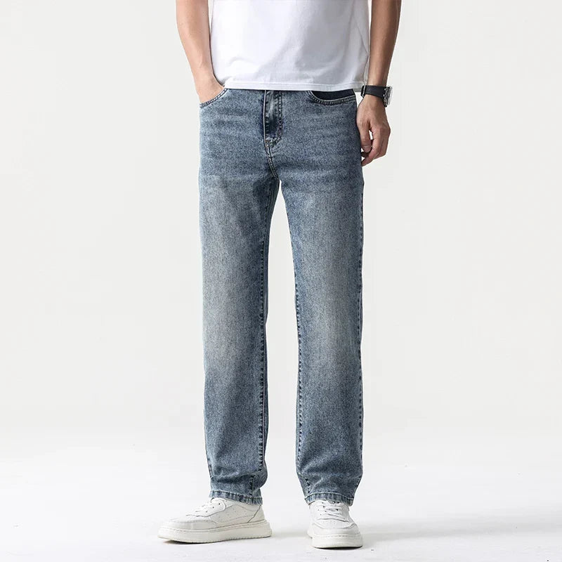 Oversized Men’s Wide Leg Jeans - Straight Lyocell, Casual