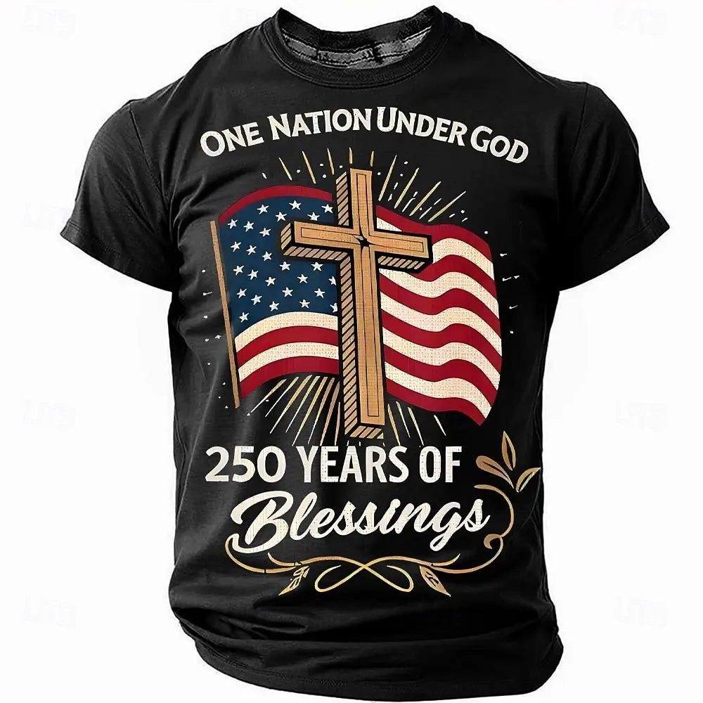 Soft unisex graphic tee - distressed flag print, 250-year design, durable cotton, casual everyday wear