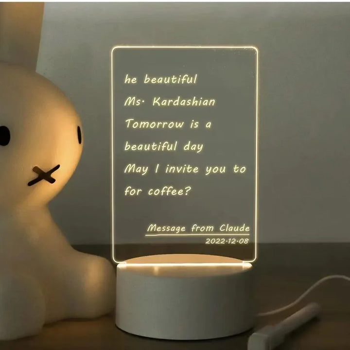 Creative LED Message Board Night Light - USB Doodle Lamp for Kids, A Fun Valentine&