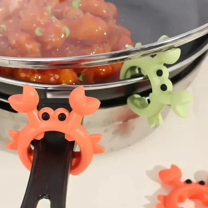 Small Crab Silicone Spatula Rack - Anti Scalding Pot Clip Kitchen Gadget