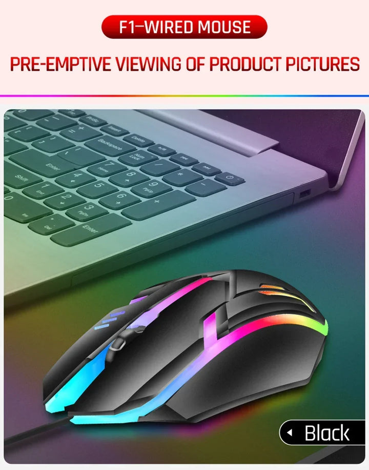 Wired RGB Gaming Mouse 3 Button USB Precision Office