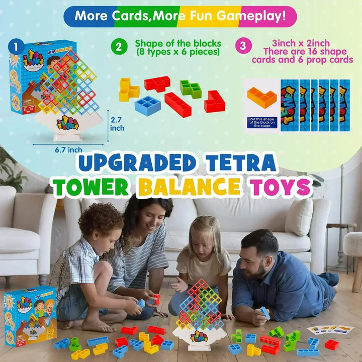 colourful Balance Stacking Game - Fun Tetra Tower Puzzle for Kids &amp; Adults, Perfect for Family Game Night &amp; Gifts