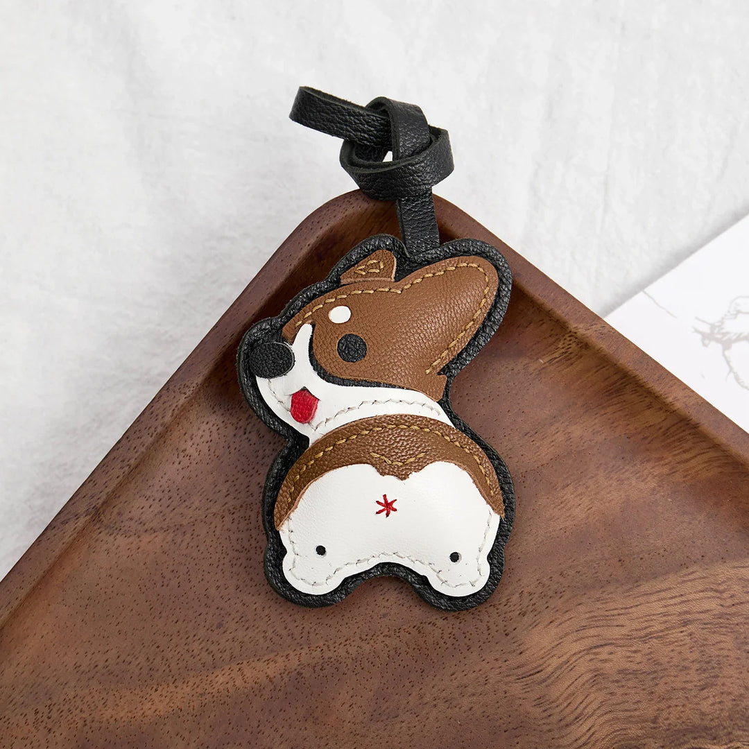 Leather Bag Charm No Face Keychain Black Cozy Cute Gift