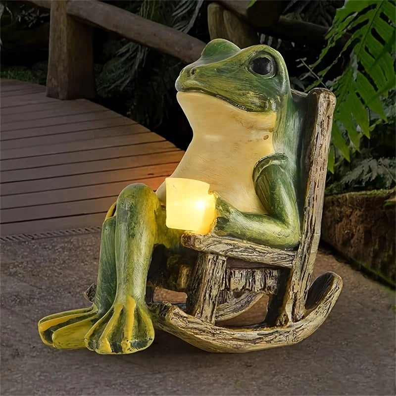 Solar Powered Mini Frog Garden Statue with LED Light – Indoor Outdoor Decorative Ornament Gift 2026