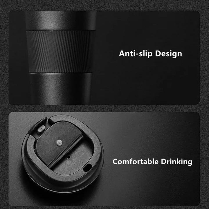 510ml Double Stainless Steel Coffee Thermos Mug - Leak-Proof Travel Flask, Non-Slip Insulated Water Bottle, BPA Free