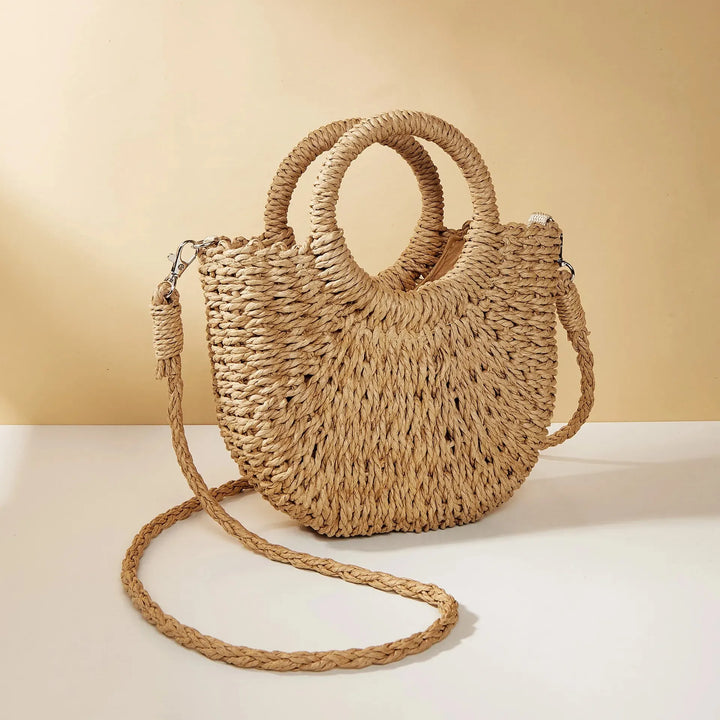 Straw Bag Natural Handwoven Half Moon Beach Tote Crossbody Bag Large Capacity Summer 2026 Vacation Accessory