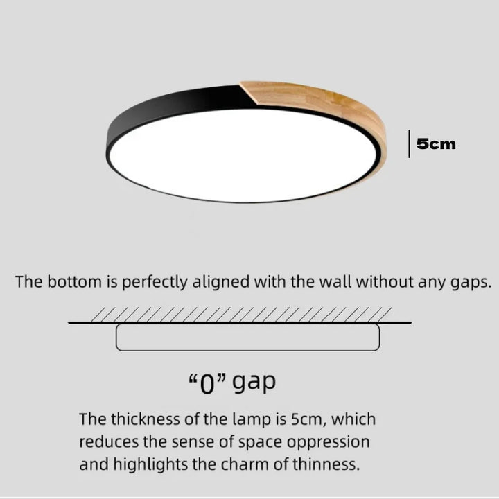 Japandi Led Ceiling Light Nordic Wood Modern Soft Glow Diffuser