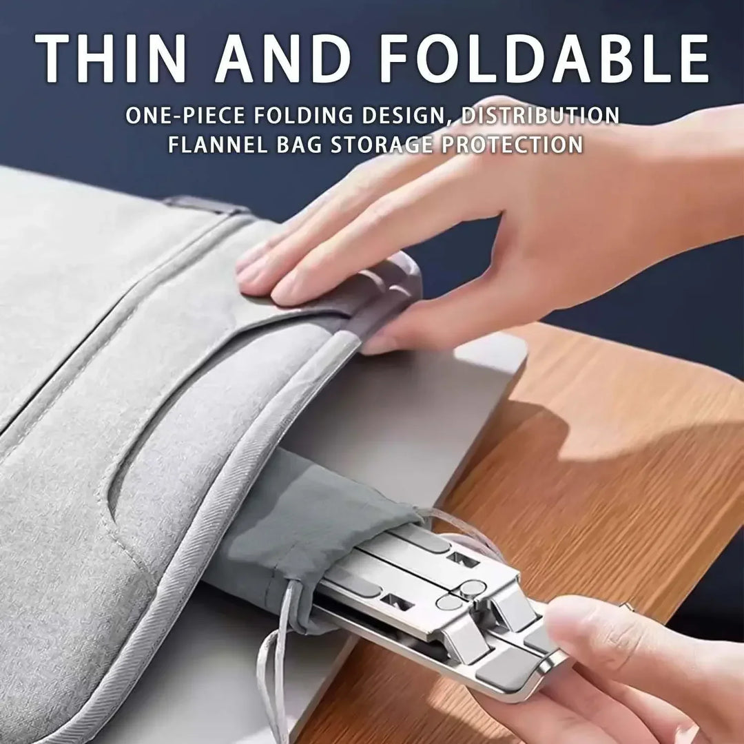 Portable Adjustable Aluminum Laptop Stand with Accessories - 6-Level Height, Anti-Slip Design, Enhanced Ventilation for 8-16" Laptops
