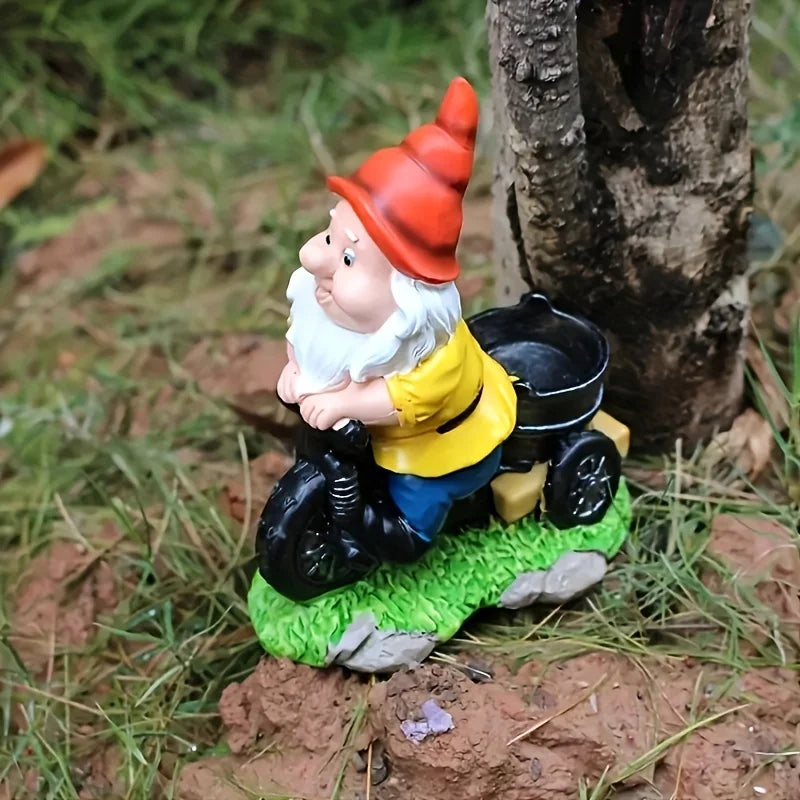Garden Gnome On Bicycle Statue Durable Resin Outdoor Decor Flower Cart Dwarf Ornament Fall 2026