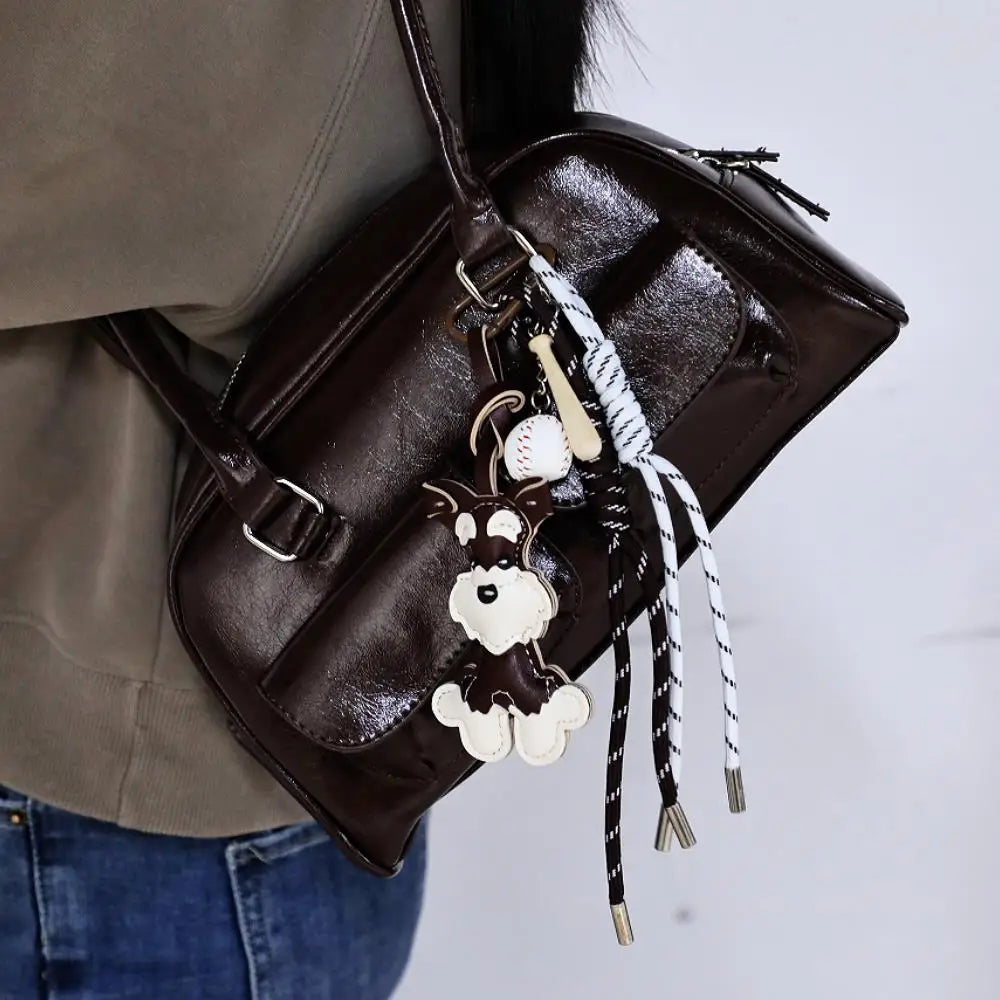 Bear Keychain PU Leather Mini Bag Charm Cute Gift Accessory