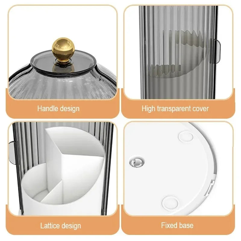 Rotatable Cosmetic Organiser - Transparent Dustproof Makeup Holder for Brushes &amp; Lipsticks