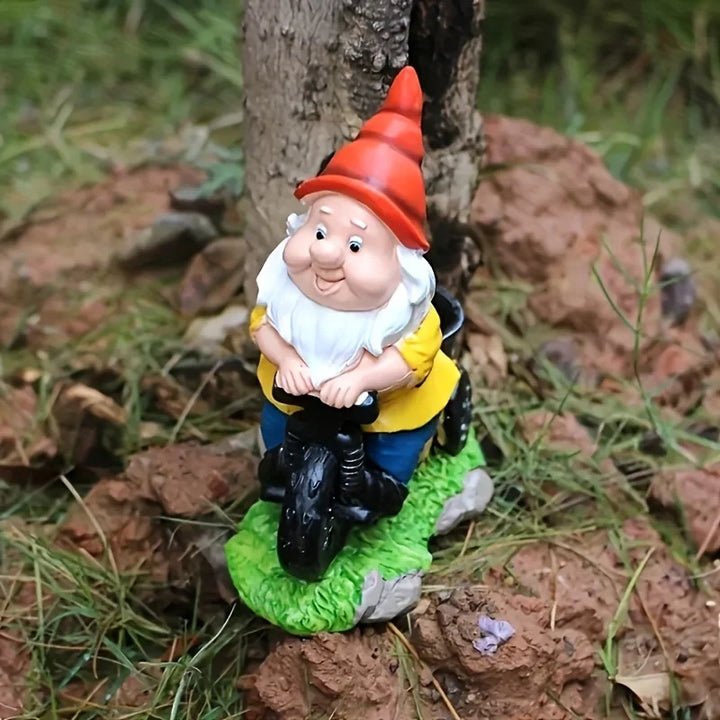 Garden Gnome On Bicycle Statue Durable Resin Outdoor Decor Flower Cart Dwarf Ornament Fall 2026