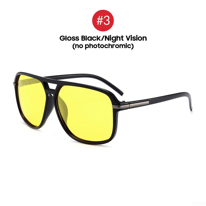 Polarized Night Vision Sunglasses Oversized Square Photochromic Lenses For Day To Night Driving Fall 2025 Trend