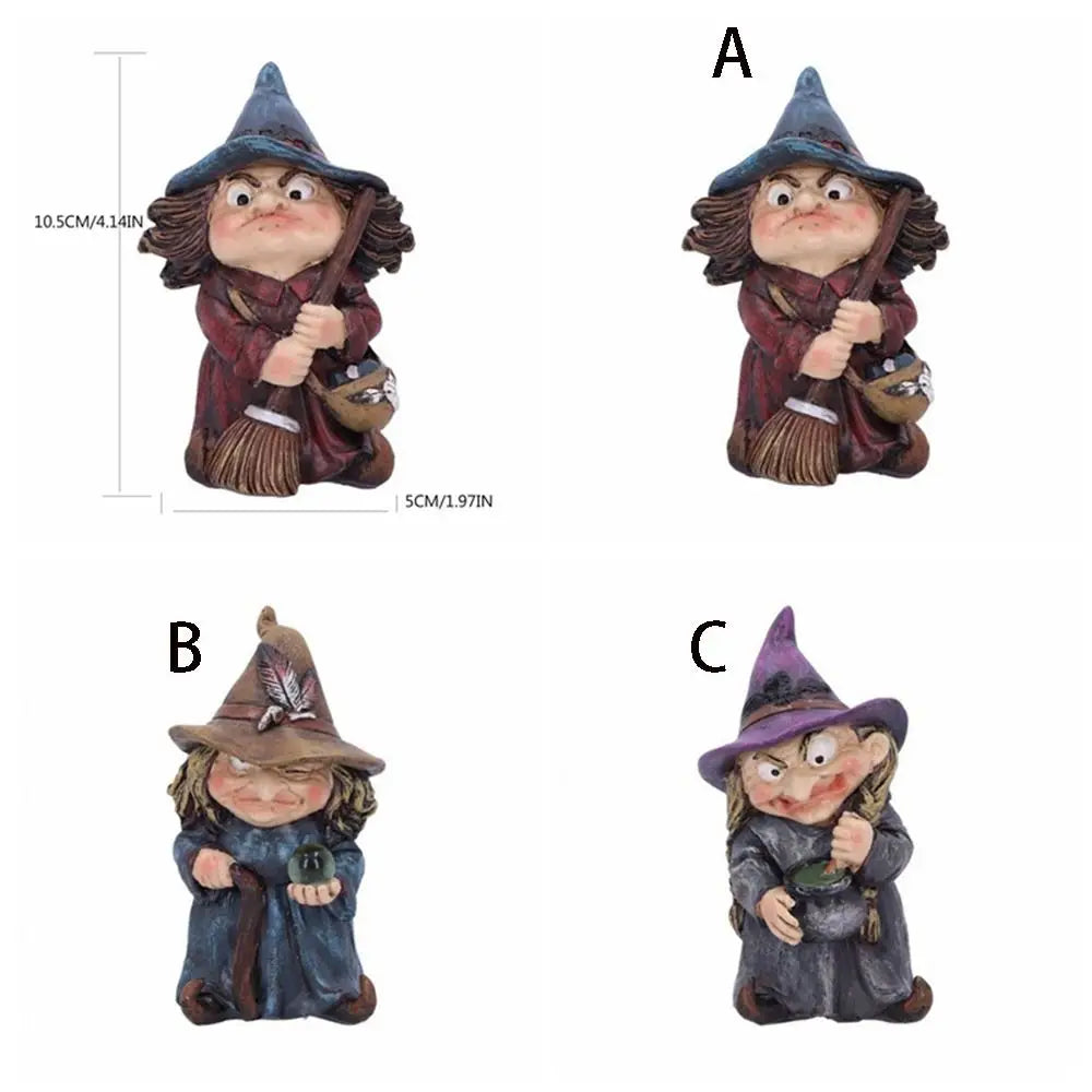 Resin Witch Statue Waterproof Garden Gnome Figurine Indoor Outdoor Halloween Decor 2026 Gift Idea