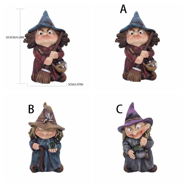 Resin Witch Statue Waterproof Garden Gnome Figurine Indoor Outdoor Halloween Decor 2026 Gift Idea