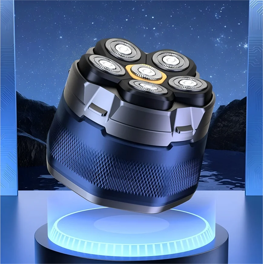 6D Electric Head Shaver for Men - Waterproof Magnetic Rotary Razor with LED Bald Head Hair Trimmer