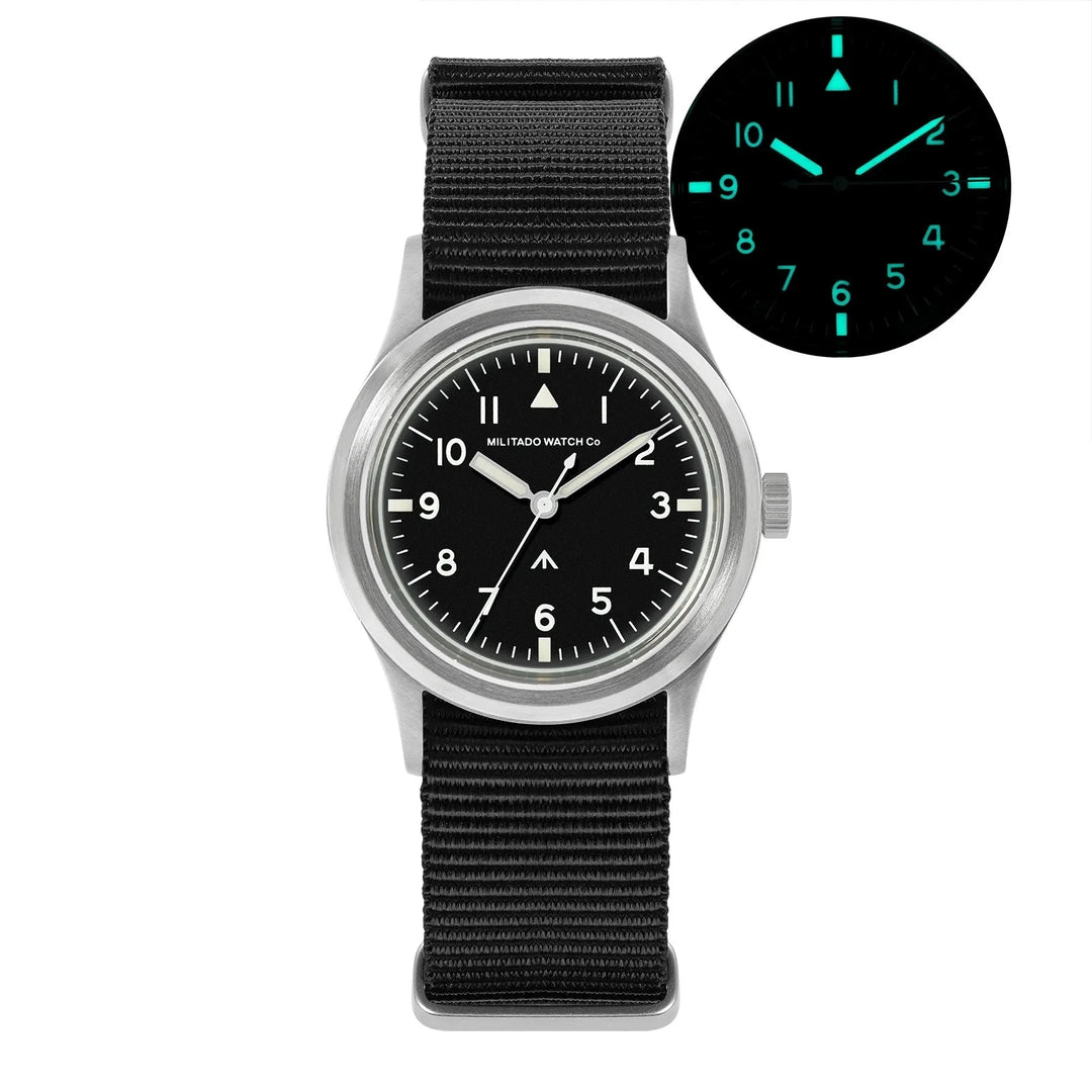 36mm Field Watch Sapphire Crystal VH31 Sweep Quartz