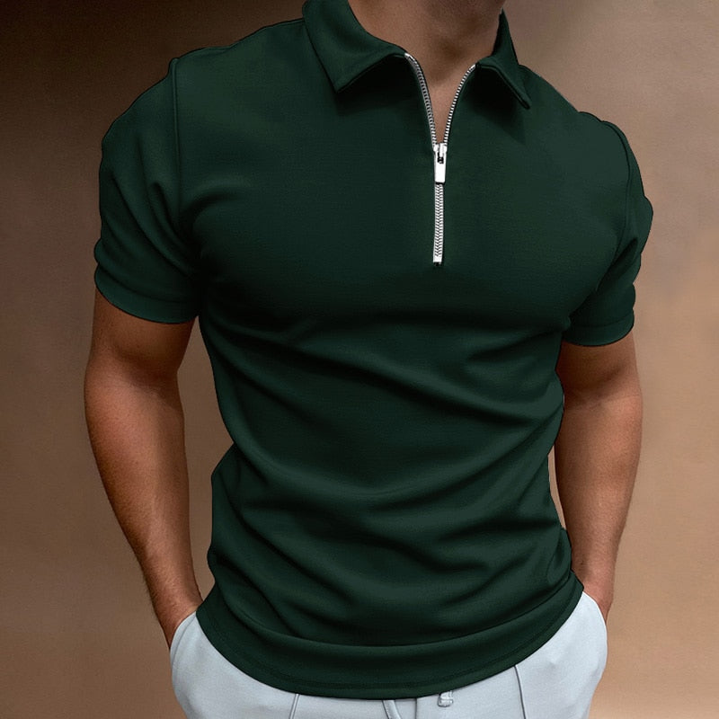 Classic Fit Zipped Mens Polo Shirt in Multiple Colors - Stylish, Comfortable, Breathable Polyester