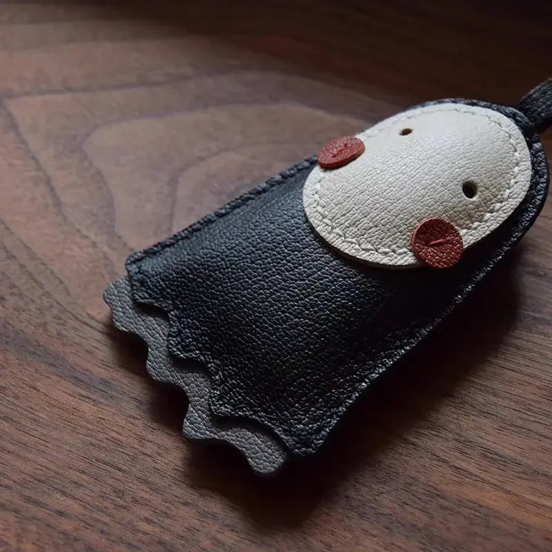 Leather Bag Charm No Face Keychain Black Cozy Cute Gift