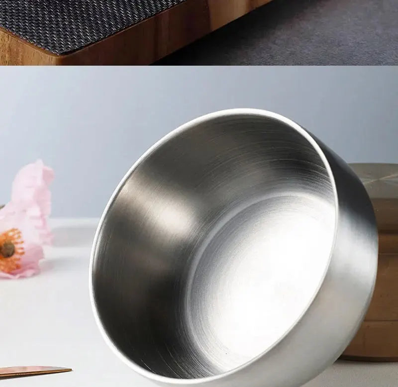 Stainless Steel Double Layer Rice Bowl With Lid Insulated