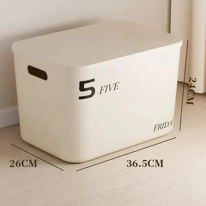 Beige PP Ins Style Storage Box with Lid - Home Organizers for Dustproof Clothing &amp; Toys
