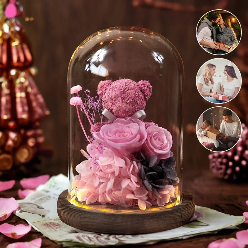 Eternal Preserved Rose Gift Box with Teddy Bear – A Thoughtful Valentine&