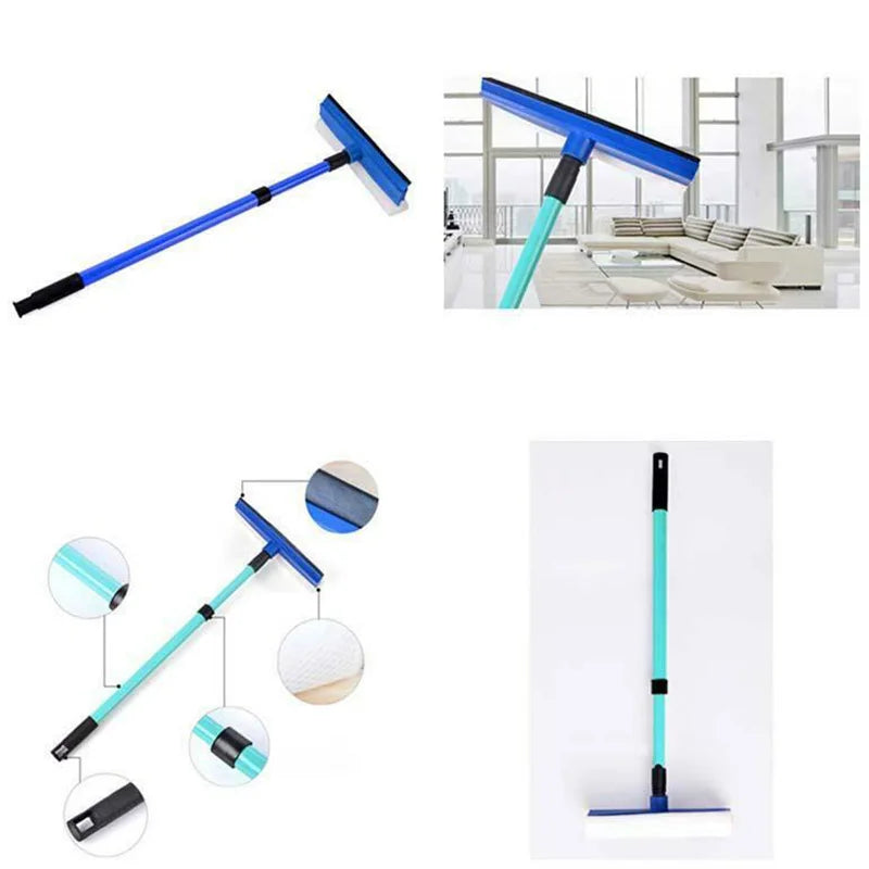 Telescopic Window Glass Cleaner with Long Handle Sponge Brush - Household Cleaning Tool