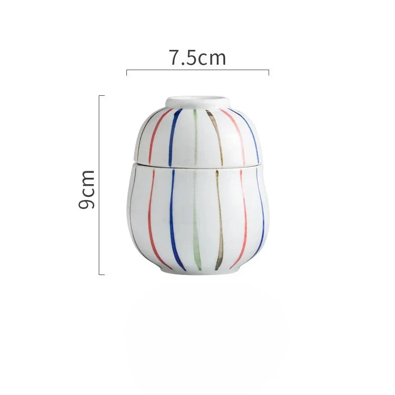 Hand Painted Japanese Ceramic Lidded Dessert Bowls Set